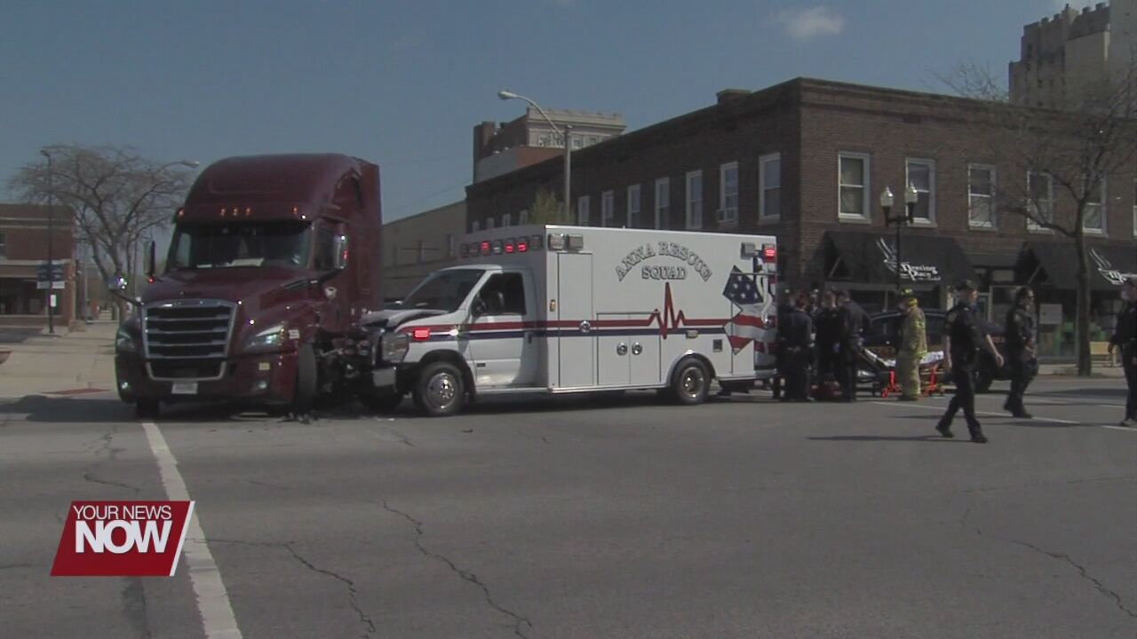 Multiple injuries after a semi-truck vs. ambulance crash